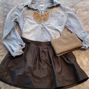 Black Mini Pleated Skirt with pockets